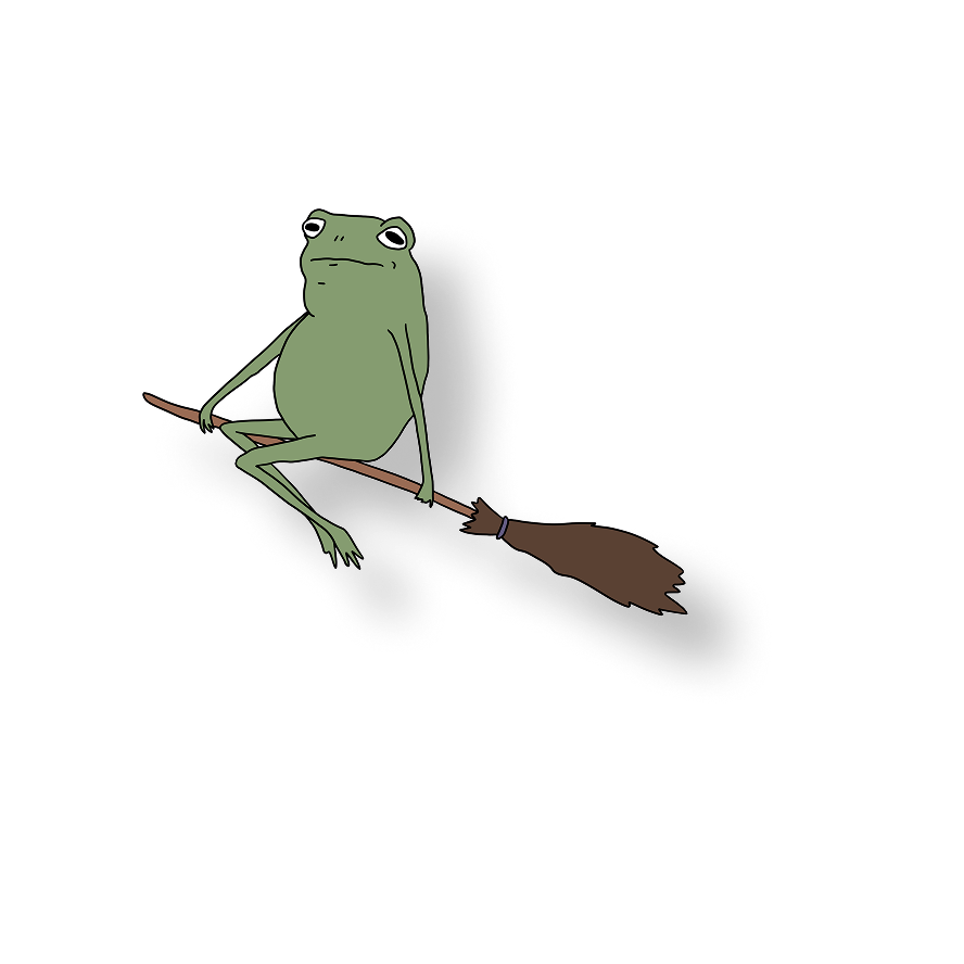 frog on a broomstick