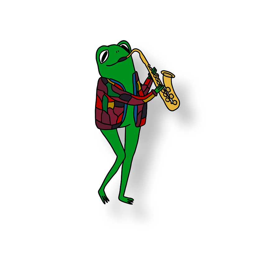 frog playin sax