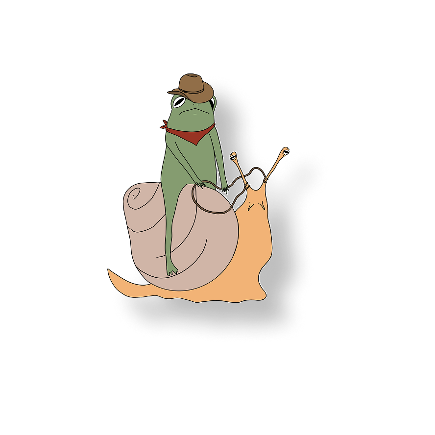 frog ridin a snail
