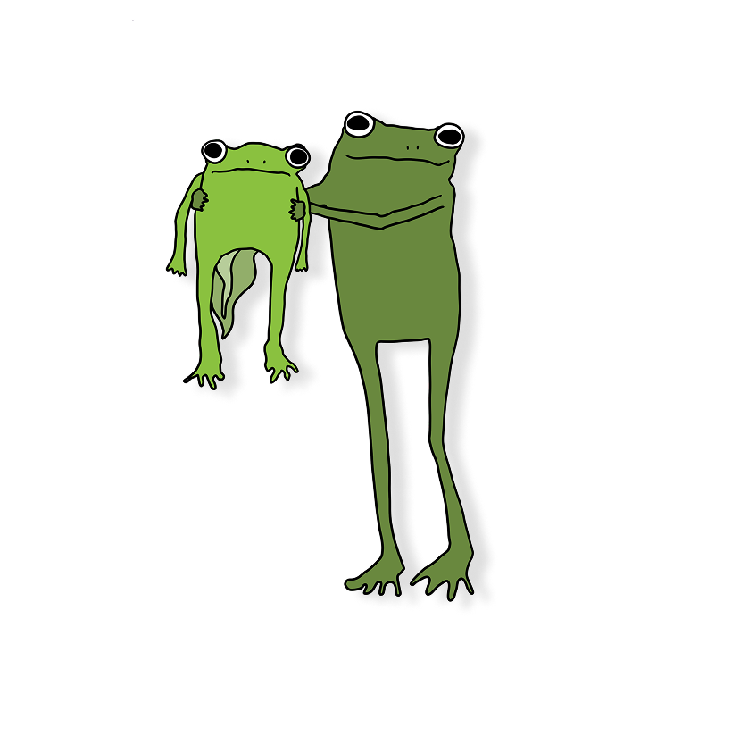 frog showing her tadpole