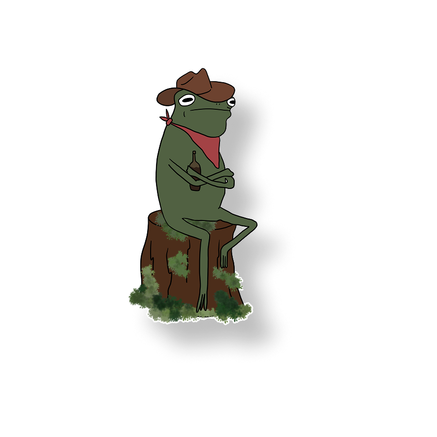 frog sippin a cold one
