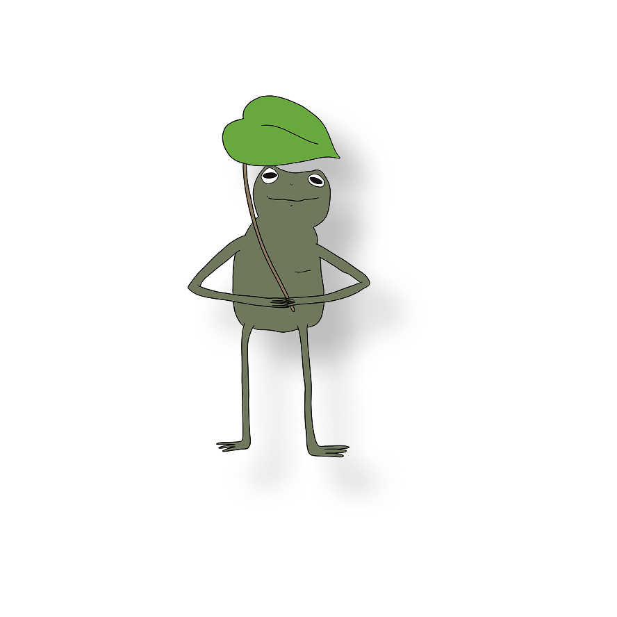 frog with his leaf