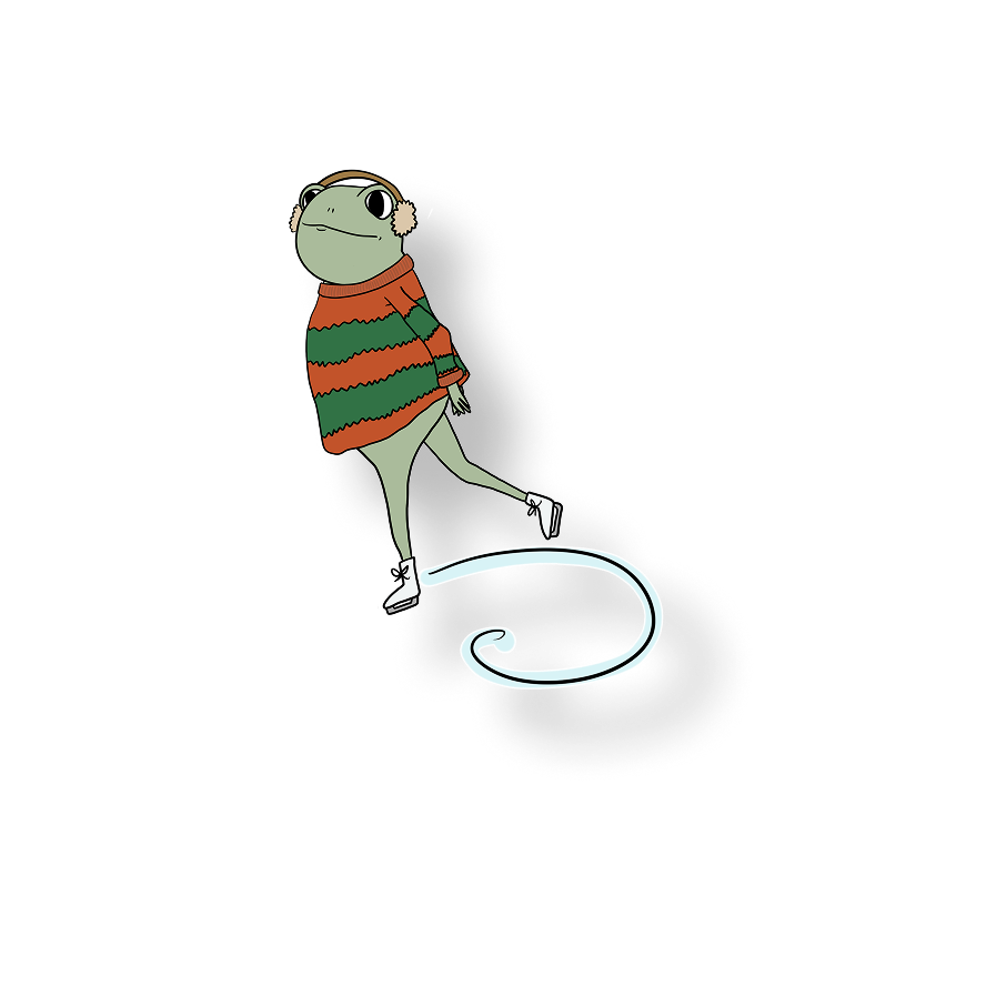ice skating frog