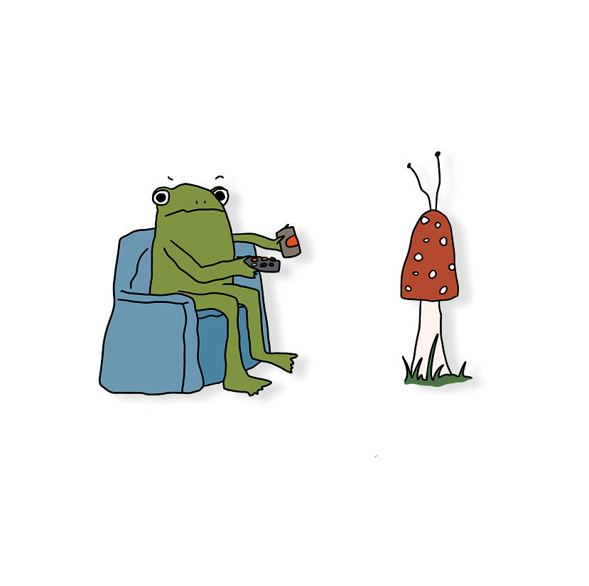interrupted tv watcher frog