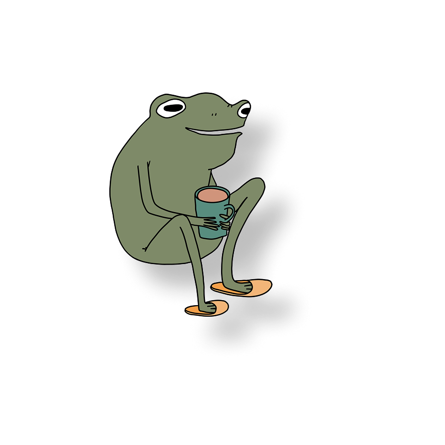 morning coffee frog