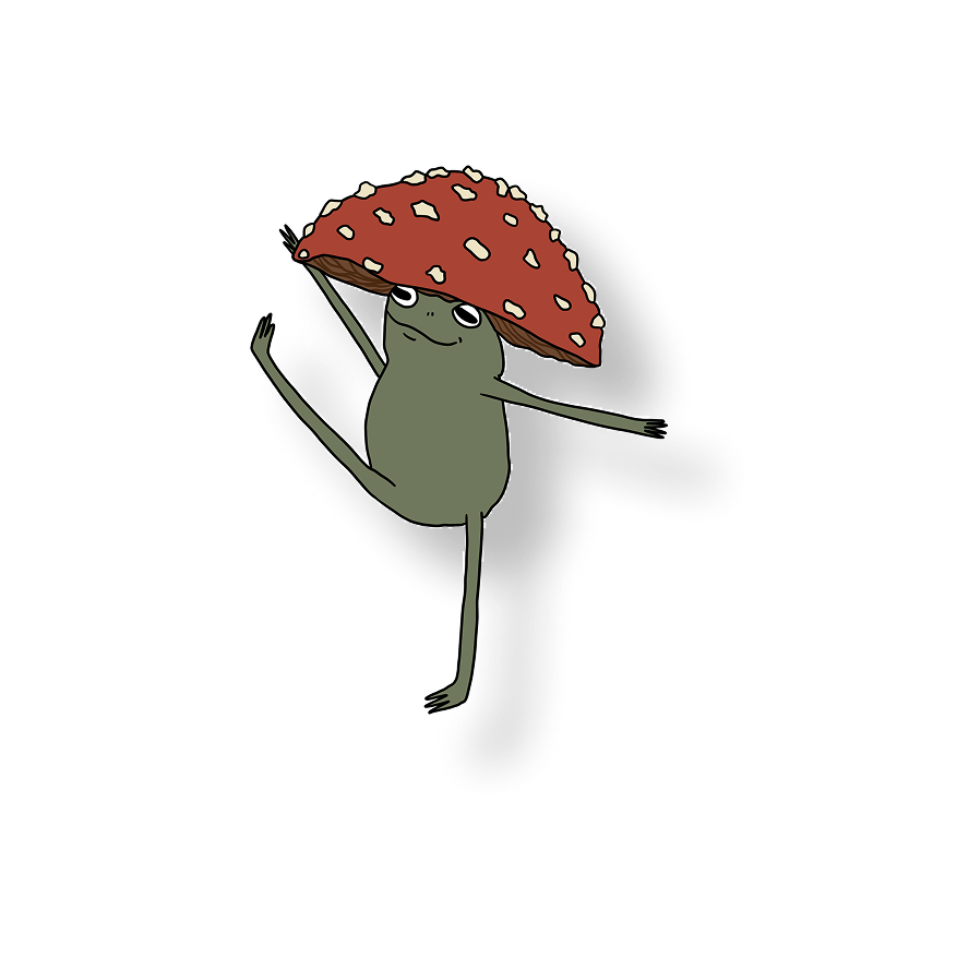 mushroom hat dancer frog