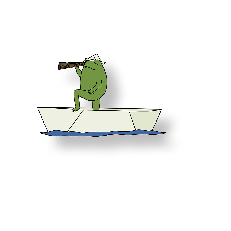 paper boat sailor frog