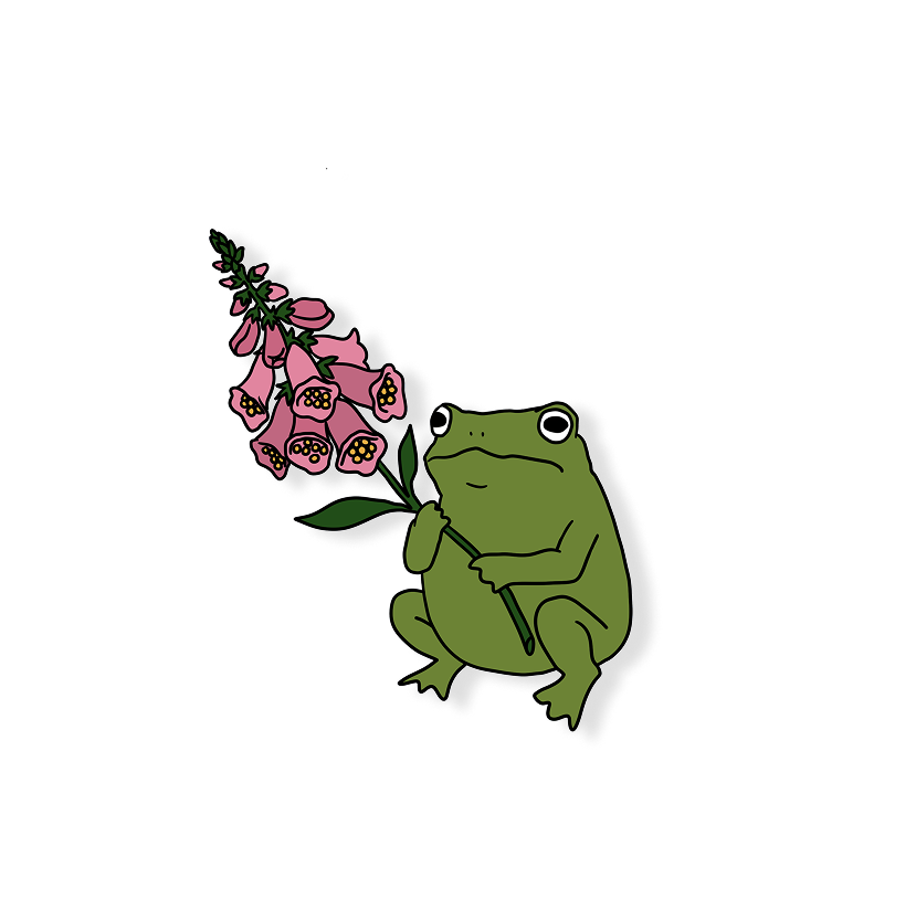 pink flowers frog