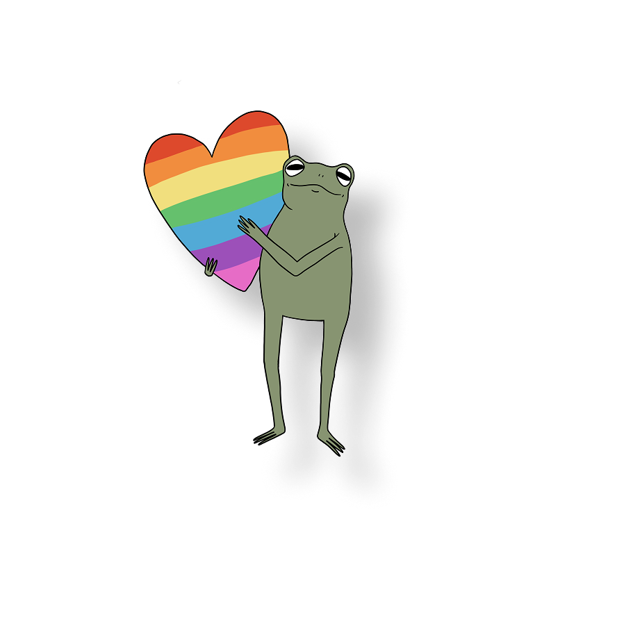pride heart frog