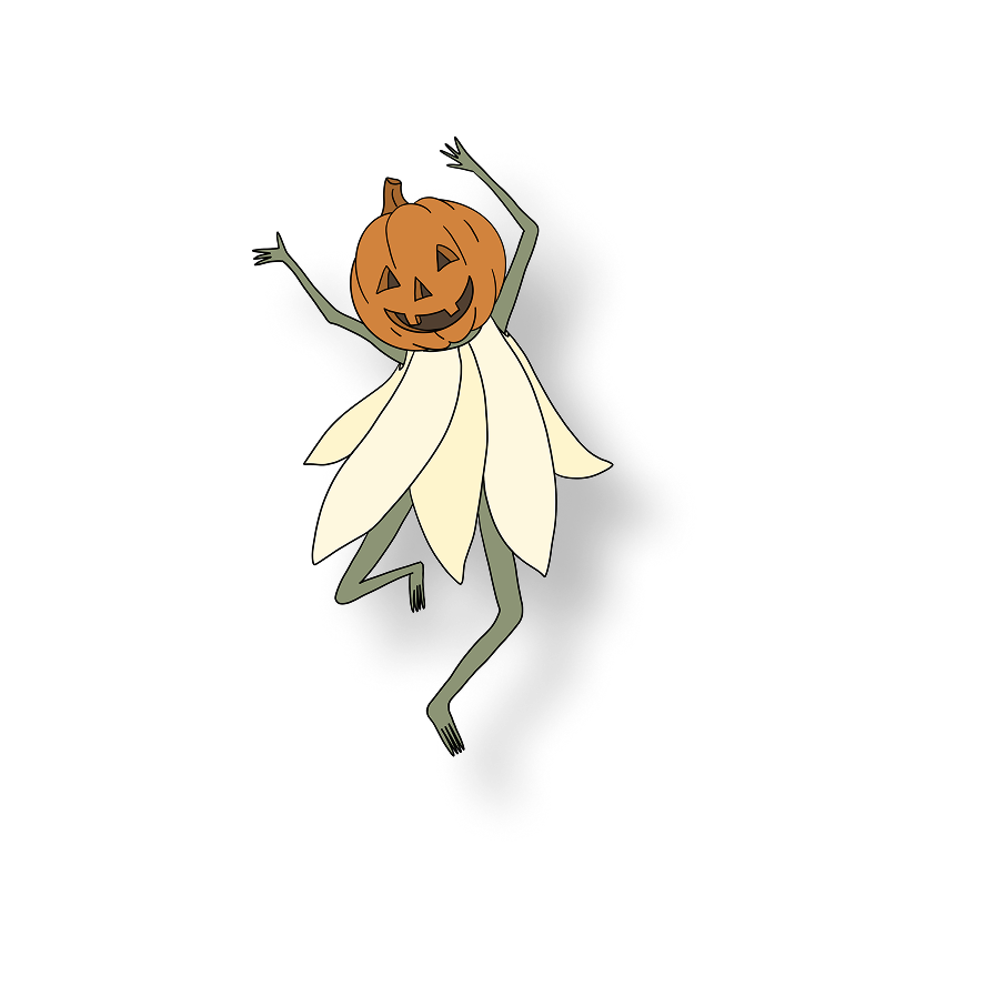 pumpkin girl dancing frog