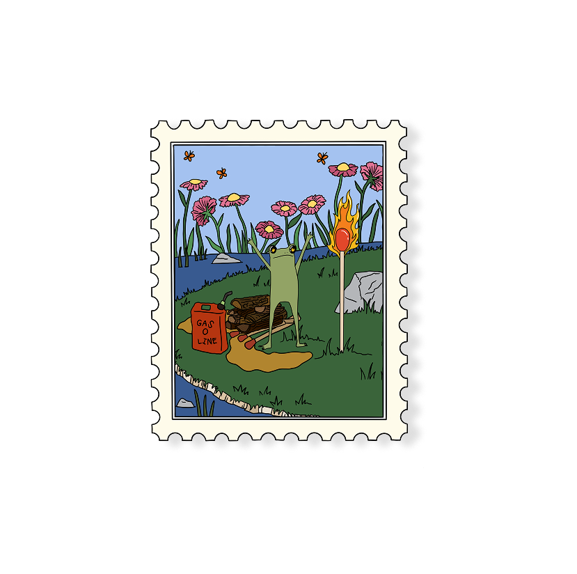 pyro frog stamp