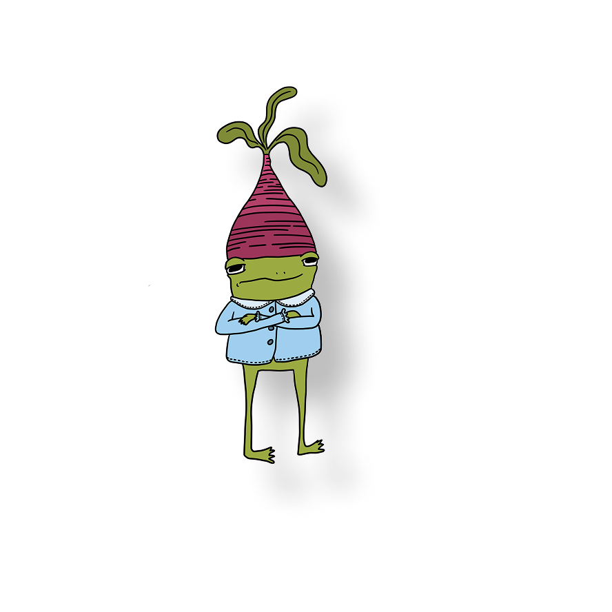 radish hat frog