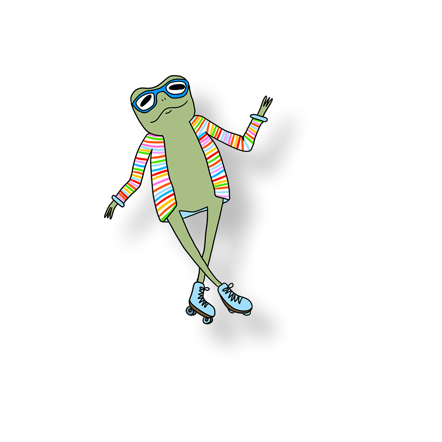 roller skatin frog