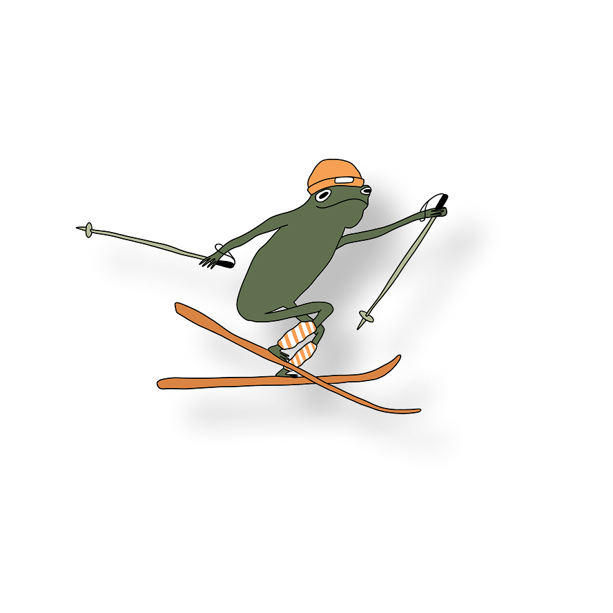 skier frog