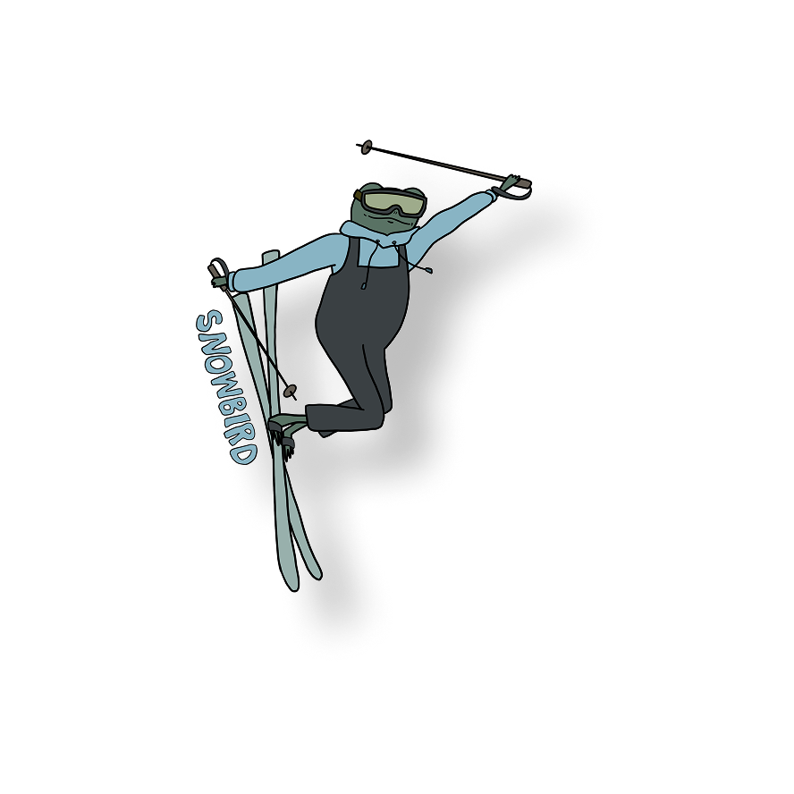 snowbird tail grab skier frog