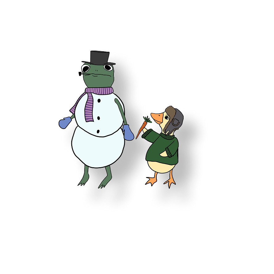 snowman frog with duck