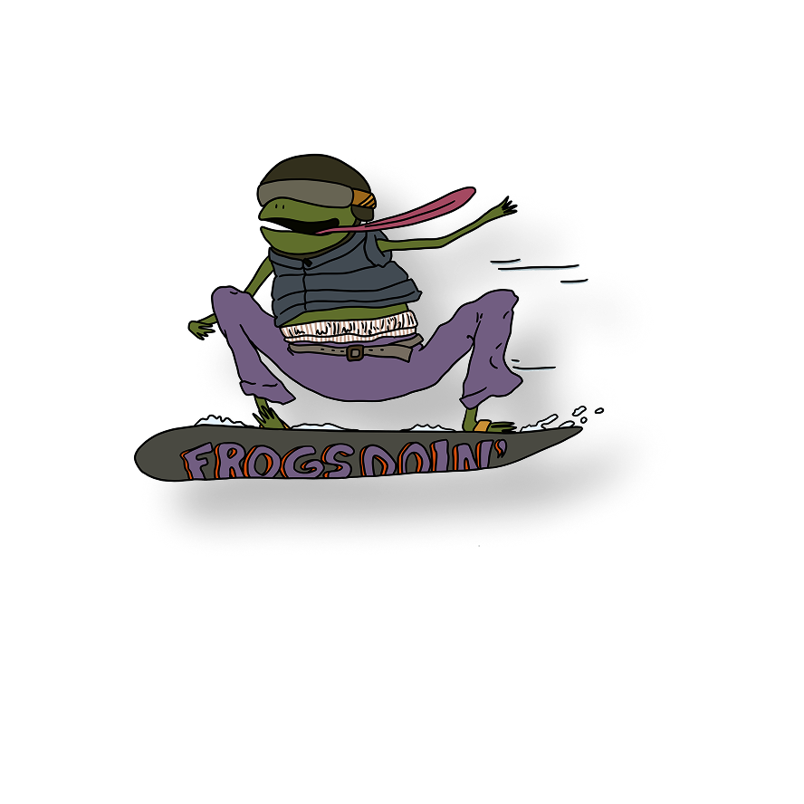 speedy snowboard frog