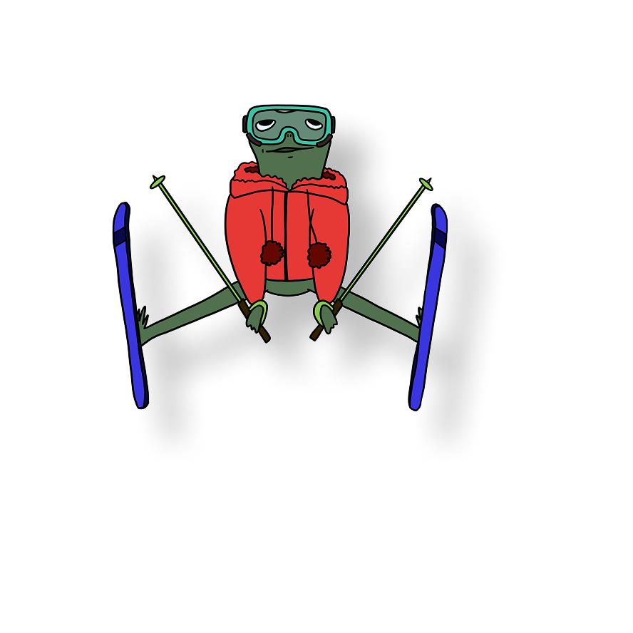 spread eagle skier frog