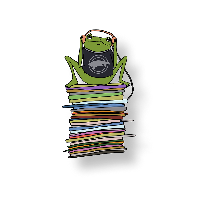 stack of records frog