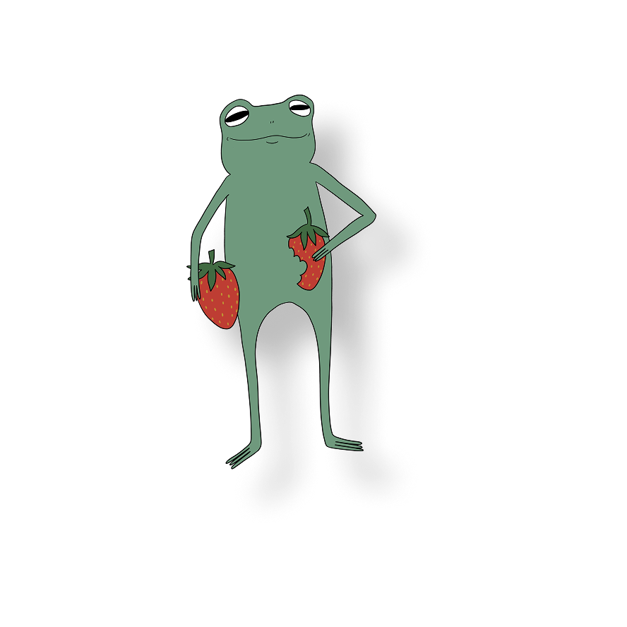 strawberry snackin frog