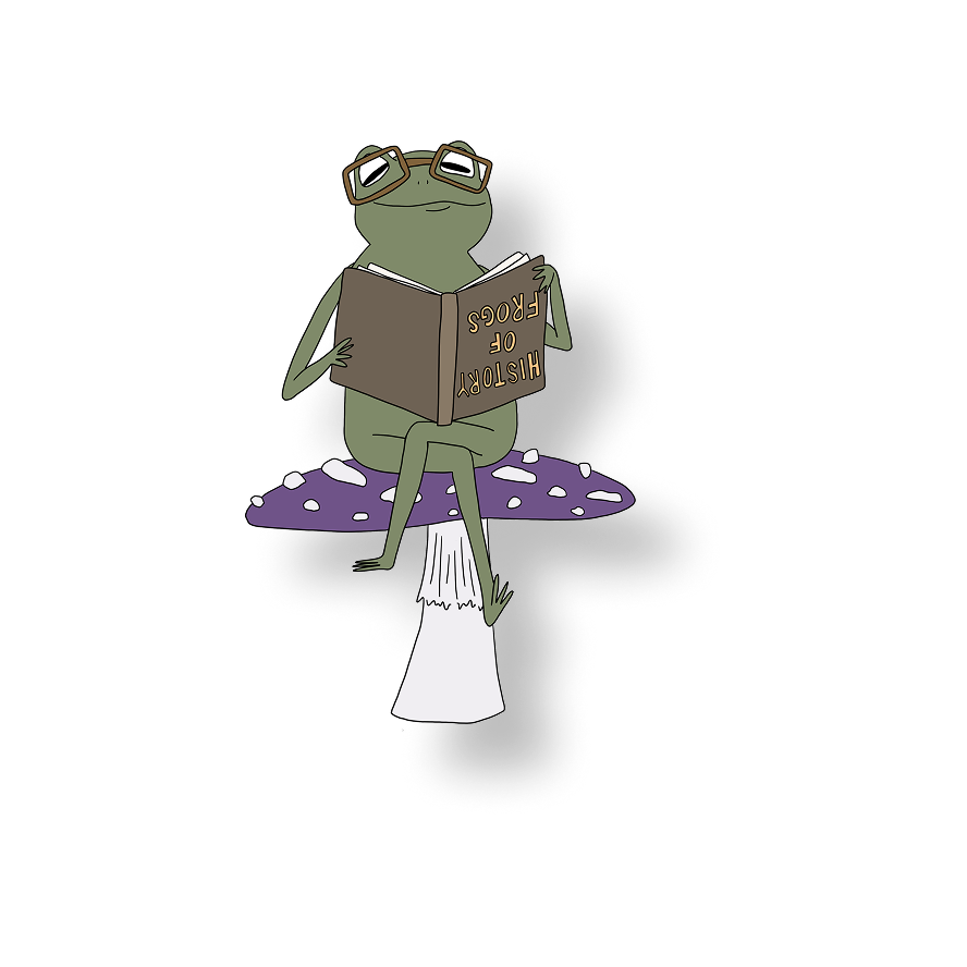 studious reader frog
