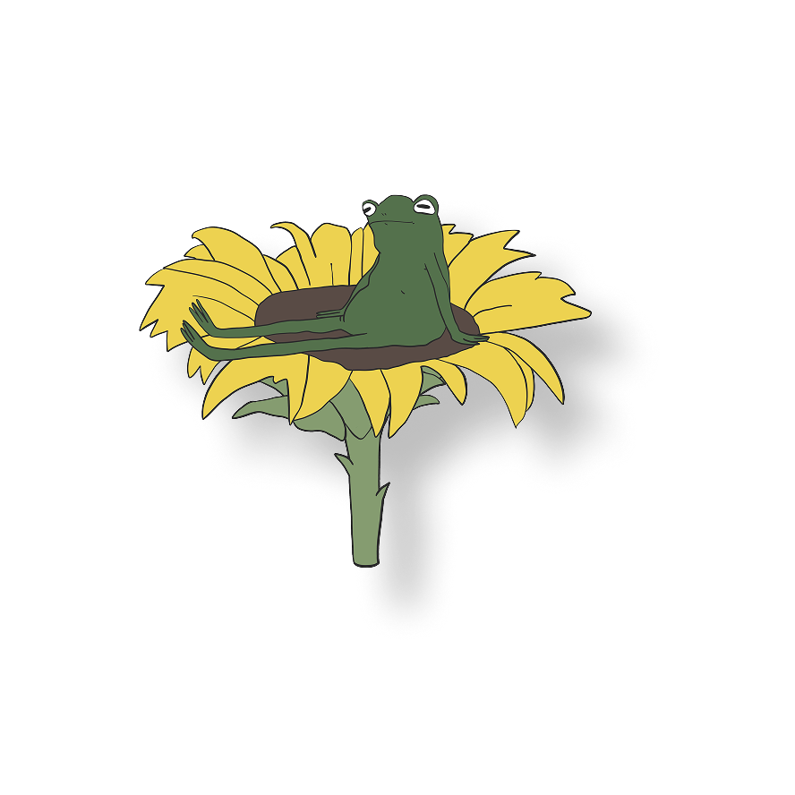 sunflower hangs frog